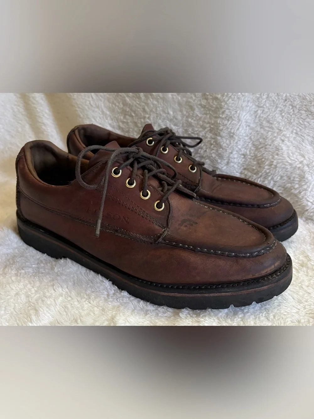 Men’s Filson Uplander Moc Toe Low Boots Brown Leather 9.5 D USA